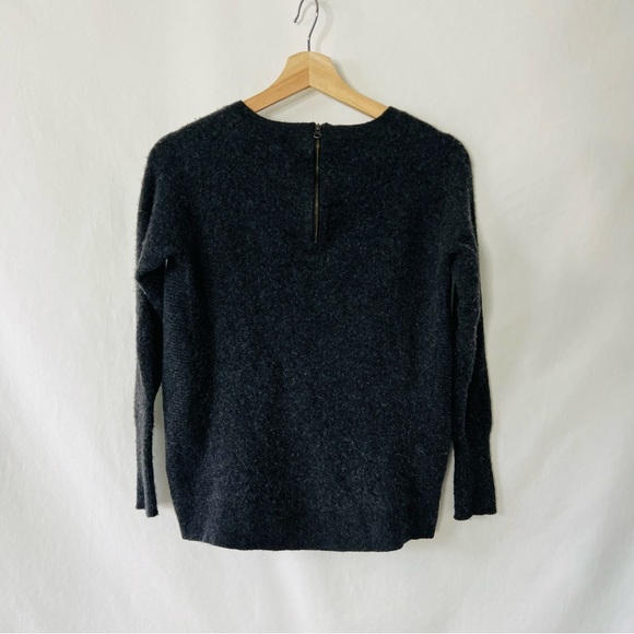 100% Cashmere Crewneck Charcoal Zip Back Sweater - Picture 5 of 9